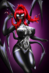  absurdres breasts erect_nipples female_only large_breasts long_tongue marvel_comics original pussy red_hair rikatsuky spider-man_(series) super_hero symbiote tongue tongue_out venom_(marvel) 