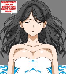  a_certain_magical_index bare_shoulders black_hair cleavage collarbone huge_breasts large_breasts lying nude open_mouth operating_table possession seiri_fukiyose shiny_skin sleeping 
