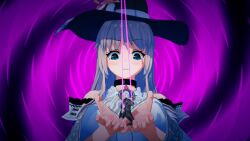 3d bangs blue_eyes bodysuit evil_smile eyeshadow female_only femdom femsub gelsonias glowing_eyes hair_ornament hat huge_breasts kneeling koikatsu! latex lipstick long_hair makeup nail_polish nipples open_mouth original pink_eyes pink_lipstick puppet rubber see-through smile tight_clothing tongue tongue_out very_long_hair white_hair whitewash_eyes yixuan_(zenless_zone_zero) zenless_zone_zero