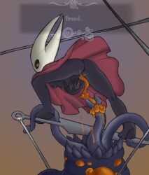 bottomless breasts female_only femsub flavorsavior glowing glowing_eyes hollow_knight_(series) hornet_(hollow_knight) orange_eyes sex sword tentacle_sex tentacles text topless vaginal