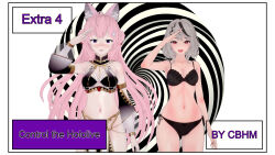  3d blush breasts chloe_sakamata corruption hakui_koyori harem_outfit hololive koikatsu! large_breasts mind_break spiral_eyes tagme underwear 