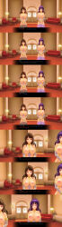 3d absurdres breasts comic custom_maid_3d_2 empty_eyes femsub hard_translated harem_outfit kamen_writer_mc large_breasts nipples text topless translated
