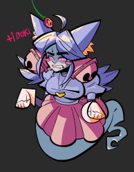 4five1 ahoge black_background blush breasts cat_girl coin deltarune english_text female_only femsub ghost_girl grey_hair mad_dummy mad_mew_mew non-binary non-binary_sub possession spiral_eyes spiralwash_eyes spoilers sweat text undertale