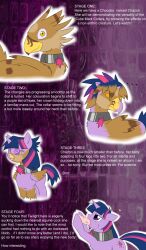animals_only before_and_after bird caption caption_only chocobo collar comic drakky fellatio femsub final_fantasy furry hooves horns horse kaa_eyes manip my_little_pony oral penis phantom_penis straight-cut_bangs tech_control text transformation twilight_sparkle unicorn