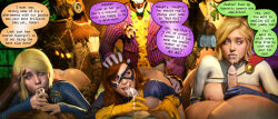  barbara_gordon batgirl blonde_hair breasts clothed cum cum_in_mouth cum_on_face dc_comics dialogue drdabblur english_text eye_roll fellatio femdom femsub gloves green_skin kara_zor-el long_hair mad_hatter maledom mask multiple_boys multiple_doms multiple_subs nipples nude oral pale_skin pendulum pink_eyes pocket_watch poison_ivy power_girl red_hair scarecrow sex short_hair super_hero supergirl text the_joker vaginal 