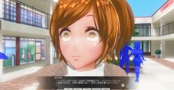 3d breasts brown_eyes brown_hair custom_maid_3d_2 dialogue empty_eyes expressionless female_only femsub huge_breasts kamen_writer_mc open_mouth rika_(made_to_order) text translated