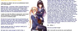  aceice_(manipper) blonde_hair blue_eyes blush brown_eyes brown_hair caption dialogue eriri_spencer_sawamura femdom femsub hair_ribbon hypnotized_hypnotist long_hair looking_at_viewer male_pov maledom malesub manip miniskirt misaki_kurehito multiple_girls multiple_subs pov pov_dom pov_sub ribbon saenai_heroine_no_sodatekata school_uniform simple_background sitting skirt small_breasts smile twintails utaha_kasumigaoka white_background 