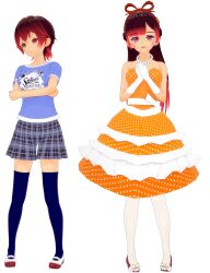 3d before_and_after domestication dress eyeshadow feminization gloves kneehighs long_hair necklace short_hair shorts stepfordization t-shirt tomboy wfay42 