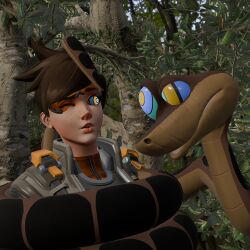  3d brown_hair disney femsub hypno_ninja hypnotic_eyes kaa overwatch short_hair snake the_jungle_book tracer 