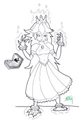  book breast_expansion breasts candle corruption crown dress femsub greyscale hypnotic_accessory ivanks jewelry long_hair magic nintendo non-human_feet open_mouth princess princess_peach sketch super_mario_bros. traditional transformation very_long_hair 