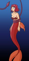  bikini_top blue_eyes cleavage code_geass collarbone expressionless female_only femsub hypnotic_tentacle kallen_stadtfeld mermaid mythkaz navel open_mouth red_hair restrained short_hair spiral_eyes symbol_in_eyes tagme tentacles 