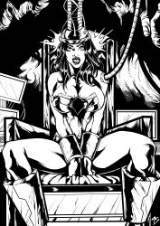 absurdres bondage breasts cleavage dc_comics female_only femsub greyscale helmet lanio_sena large_breasts long_hair open_mouth sketch super_hero tech_control wonder_woman