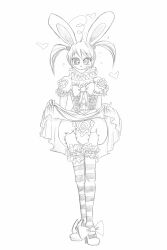 androgynous bow bunny_ears diaper dress feminization happy_trance high_heels hypnotic_clothing luckyluckyluckypenny male_only malesub original sketch skirt skirt_lift solo tongue tongue_out twintails