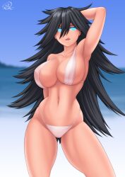bikini black_hair breasts female_only femsub glowing glowing_eyes icontrol_(manipper) large_breasts long_hair looking_at_viewer manip my_hero_academia navel nemuri_kayama rocky-ace solo spiral_eyes swimsuit symbol_in_eyes tongue tongue_out