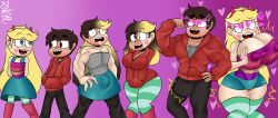  absurdres bimbofication breasts bulge disney erect_nipples_under_clothes femsub glowing glowing_eyes himbo himbofication large_breasts malesub marco_diaz race_change star_butterfly star_vs_the_forces_of_evil tagme transformation transgender zaicomaster14 