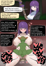 altered_common_sense before_and_after dialogue femsub fern_(frieren:_beyond_journey's_end) frieren:_beyond_journey's_end goblin kkik large_breasts long_hair maledom nipples nude purple_hair sex text