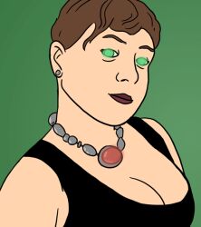  animated animated_eyes_only animated_gif breasts brown_hair cleavage dead_source electricalbrain femdom glowing glowing_eyes green_eyes large_breasts necklace short_hair sketch 