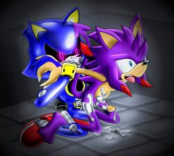 absurdres cum cum_on_body furry liquid_metal male_only malesub metal_sonic open_mouth penis robotization silverslime slime sonic_the_hedgehog_(series) transformation unusual_cum yaoi