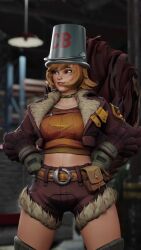 3d animated antenna bucket_helmet eh female_only femsub gloves marvel_comics marvel_rivals short_hair shorts solo spongebob_squarepants_(series) squirrel_girl_(marvel) standing_at_attention stiff_tail tagme tail video