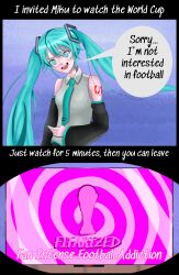  comic cyan_eyes cyan_hair female_only miku_hatsune ponytail spiral_background text veigoarts vocaloid 