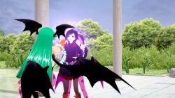 3d brown_hair capcom darkstalkers femdom femsub green_hair happy_trance inuyasha_(series) kagome_higurashi long_hair morrigan_aensland ruby_rose rwby short_hair sonrio12