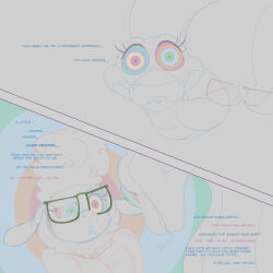 dawn_bellwether femdom femsub furry glasses kaa_eyes khreissy multicolored_eyes sheep_girl snake snake_girl tagme text zootopia
