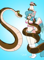 absurdres arms_above_head breasts coils dazed disney femsub furry hypnotic_eyes kaa kaa_eyes large_breasts long_hair maledom my_little_pony open_mouth original penken snake socks the_jungle_book