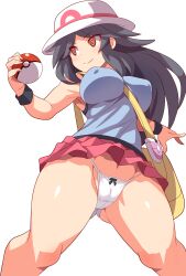  absurdres breasts cameltoe erect_nipples_under_clothes female_only femsub happy_trance hat icontrol_(manipper) konno_tohiro large_breasts leaf_(pokemon) manip miniskirt nintendo panties pokeball pokemon pokemon_firered_and_leafgreen skirt smile solo spiral_eyes symbol_in_eyes thighs underwear upskirt very_long_hair white_background 