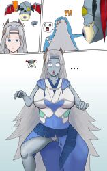  aura blue_eyes breasts character_request comic eyepatch femsub floating fox_ears fox_girl fox_tail goddess grey_hair grey_skin hand_on_hip hydrationbro midriff monster monster_girl navel priestess_with_eyes_of_blue standing surprised tagme torn_clothes transformation very_long_hair whitewash_eyes wings yellow_eyes yu-gi-oh! zombie 