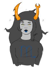 alien alien_girl anonymous_artist black_hair clothed female_only femsub grey_skin homestuck horns ms_paint_adventures solo tagme vriska_serket