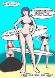  altered_perception anouras bare_legs bare_shoulders barefoot beach bikini bikini_bottom bikini_top black_hair braid breasts chainsaw_man confused crossed_eyes death_devil_(chainsaw_man) dialogue feet female_only femsub hand_on_hip large_breasts legs light_skin long_hair makima_(chainsaw_man) midriff mind_break multiple_girls multiple_subs navel pale_skin pink_eyes ponytail purple_hair red_hair short_hair speech_bubble standing text thighs unusual_pupils very_long_hair yoru_(chainsaw_man) 