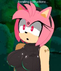  amy_rose female_only femsub furry glowing glowing_eyes hypnotic_accessory latex open_mouth pink_hair pixel_art pstash sonic_the_hedgehog_(series) standing sweat tattoo tech_control 
