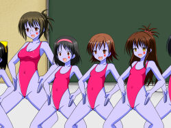  a_certain_magical_index a_certain_scientific_railgun black_hair blackboard blue_skin breasts brown_eyes brown_hair corruption empty_eyes female_only femsub glasses haigure hair_band happy_trance large_breasts leotard long_hair mikan_yuuki mikoto_misaka multiple_girls multiple_subs open_mouth short_hair small_breasts smile spread_legs tattoo to_love_ru yellow_eyes z 