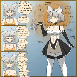 accent angry bangs bell bell_collar body_markings breasts cat_ears cat_girl cleavage coin collar comic confused dialogue expressionless eyebrows_visible_through_hair feather_duster female_only femdom femsub frills good_sub_conditioning grey_hair maid maid_headdress mantra midriff nail_polish navel nia_(xenoblade) nintendo open_clothes opera_gloves pendulum pov_dom short_hair signature skirt smile sobergin spiral_eyes standing sweat tank_top text thick_thighs thighhighs thighs unhappy_trance xenoblade_chronicles xenoblade_chronicles_2 yellow_eyes