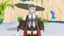 3d airmotor animated animated_gif azur_lane bare_shoulders beach belt black_skirt cape clothed coat confused dress_shirt enterprise_(azur_lane) female_only femsub hat knee-high_boots long_hair military_hat military_uniform mmd purple_eyes saluting skirt standing standing_at_attention thighhighs tie white_hair whitewash_eyes