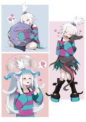  alien aware blue_eyes blush brain_drain closed_eyes drool femsub hair_ornament happy_trance heart hug in_in_day koffing love multiple_views nihilego nintendo open_mouth parasite pokemon pokemon_(creature) pokemon_black_and_white_2 ponytail purple_eyes roxie_(pokemon) salazzle short_hair smile socks tentacles white_hair 