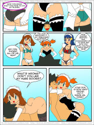  blue_hair bottomless breasts brock brown_hair comic dawn dialogue empty_eyes femsub happy_trance hypnotized_dom jimryu large_breasts long_hair maid maid_headdress maledom malesub may mewtwo misty multiple_subs nintendo nude panties pokemon pokemon_(anime) red_hair sex short_hair text thighhighs topless underwear 