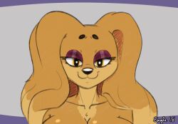  animated animated_gif before_and_after blush bouncing_breasts breasts dog_girl dogmom_(cherrikissu) drool female_only furry iamaneagle kaa_eyes large_breasts open_mouth original solo topless 