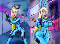  ass ass_expansion before_and_after bimbofication blonde_hair blue_eyes bodysuit bradtanker3 brain_drain breast_expansion breasts bunny_ears disney empty_eyes femsub huge_breasts huge_lips instant_loss large_lips legs lip_expansion lipstick metroid_(series) mind_break mira_nova nail_polish nintendo open_mouth ponytail samus_aran thick_thighs very_long_hair zero_suit 