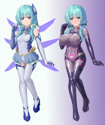  bare_shoulders before_and_after blue_eyes blue_hair blush bodysuit boots braid breast_expansion cameltoe collar cyan_hair female_only femsub garoo_hoshi gloves gradient_background jewelry large_breasts latex leotard looking_at_viewer luceria_etoile_(garoo_hoshi) magical_girl mole opera_gloves original purple_background rubber see-through simple_background skirt smile solo standing straight-cut_bangs sweat thigh_boots thighhighs tight_clothing twintails white_background 