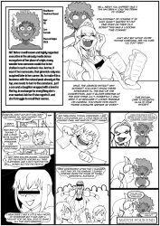  bikini bikini_top censored clothed dark_skin dialogue english_text faetomi female_only femdom femsub multiple_girls multiple_subs original smile text 