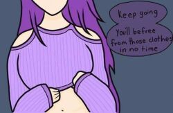consensual femsub maledom purple_hair rerestar text undressing