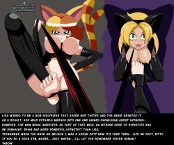  all_fours animal_ears blonde_hair cat_boy cat_ears cat_girl dialogue english_text fake_animal_ears fake_tail female_only female_pov femdom femsub hypnotized_dom idpet leash nude pet_play pov pov_dom pov_sub tail text turning_the_tables 