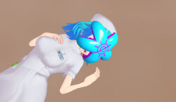 3d 3d_custom_girl blue_hair femsub hat nurse original parasite