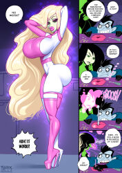  accidental_hypnosis ass ass_expansion before_and_after bimbofication blonde_hair breast_expansion breasts comic dialogue disney dr._drakken fellatrixart femsub high_heels hourglass_figure huge_ass huge_breasts humor hypnotic_gas kim_possible_(series) large_ass large_breasts large_lips long_hair looking_at_viewer makeup maledom shego standing tech_control text transformation very_long_hair western 