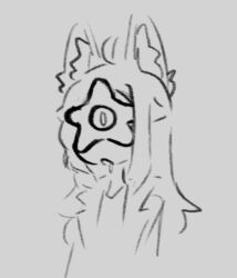 ahoge animal_ears drool female_only femsub grey_background kaede_(skecchyartist) long_hair original parasite simple_background skecchyartist sketch starro wolf_girl