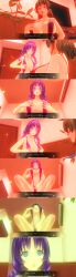 3d absurdres blue_hair bottomless breasts brown_hair comic custom_maid_3d_2 dialogue drool empty_eyes expressionless femsub happy_trance kamen_writer_mc kisaragi_co._girl&#039;s_dorm large_breasts maid maledom nude original red_hair symbol_in_eyes text topless