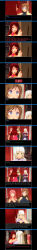 3d absurdres breasts brown_hair chelsea_(mc_trap_town) comic custom_maid_3d_2 empty_eyes glowing glowing_eyes happy_trance kamen_writer_mc large_breasts long_hair pink_hair red_eyes red_hair rina_(mc_trap_town) symbol_in_eyes text trigger white_hair