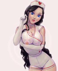  angle_(zelamir) animated animated_gif black_hair blue_eyes breasts cleavage female_only femdom gloves hat large_breasts lipstick long_hair looking_at_viewer nurse opera_gloves original pendulum pov pov_sub spiral zelamir 
