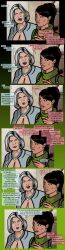 archer_(series) black_hair clothed dialogue english_text female_only femsub green_eyes guyman806 hypnotic_creature hypnotized_dom lana_kane_(archer) mallory_archer multiple_girls multiple_subs parasite text torn_clothes weak_resistance worm